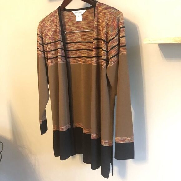 Exclusively Misook Striped Open Front Cardigan XS - Picture 4 of 13